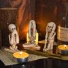 Creepy Skull Statue Set for Halloween – Dark Resin Art Decor (Three Wise Monkeys Inspired