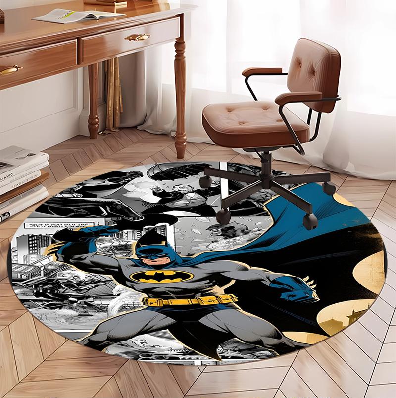 Batman Pattern Round Rug, Indoor/Outdoor Mat, for Picnic, Gameroom, Bedroom, Office, Living Room, Home Decor Carpet, Birthday Gift