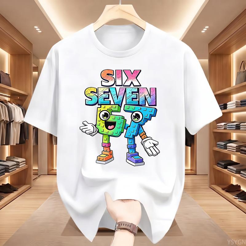 Six Seven Funny Cartoon Meme T Shirts Men's Women Clothing Fashion Harajuku T Shirt Cotton T-shirt