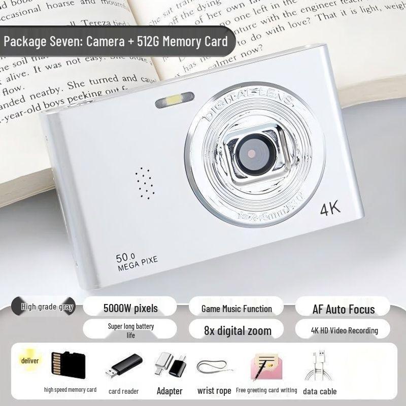 4K Digital Camera with Flip Screen for Selfies, 9600W HD High Pixel Quality