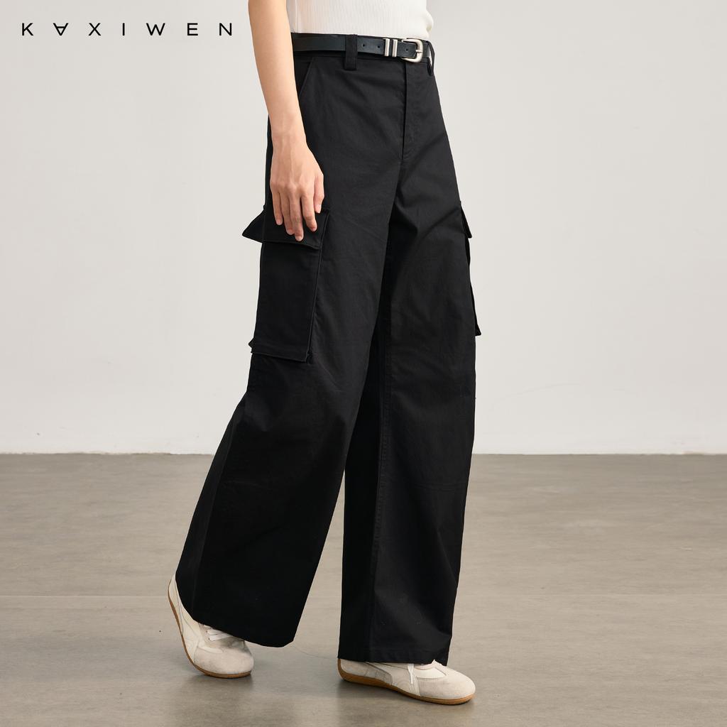 Qianwen American style workwear pants 2026 spring new casual loose multi pocket practical cotton pants