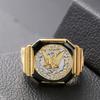 WOSIKATE Vintage Gold-plated Two-tone Ring For Men Domineering Eagle Men's Finger Ring Fashion Jewellery Size 7-12