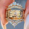 Classic Copper Alloy Zircon Ring Ladies Jewelry Wedding Promise Party Gift