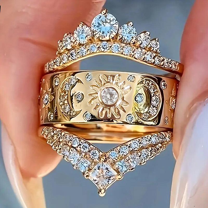 Classic Copper Alloy Zircon Ring Ladies Jewelry Wedding Promise Party Gift