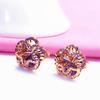 Purple Gold Hollow Flower Stud Earrings Women'S Simple Light Luxury Color Gold Plated Rose Gold Stud Earrings