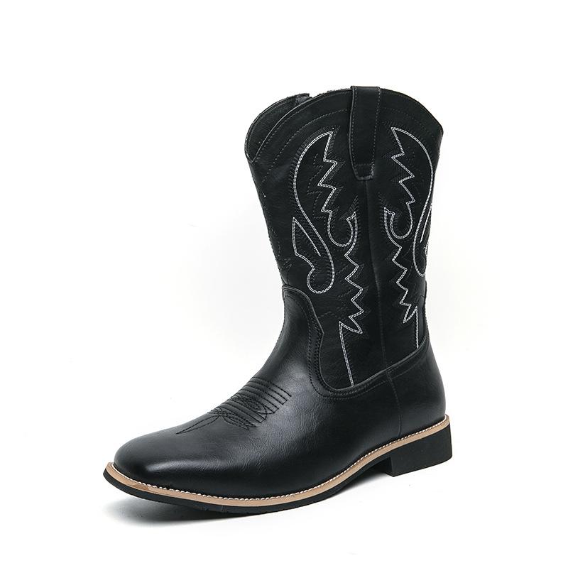 Men's Boots Hand-embroidered Western Cowboy Boots European and American Ethnic Style Characteristic Men's Boots Foreign Trade Large Size Tibetan Boots