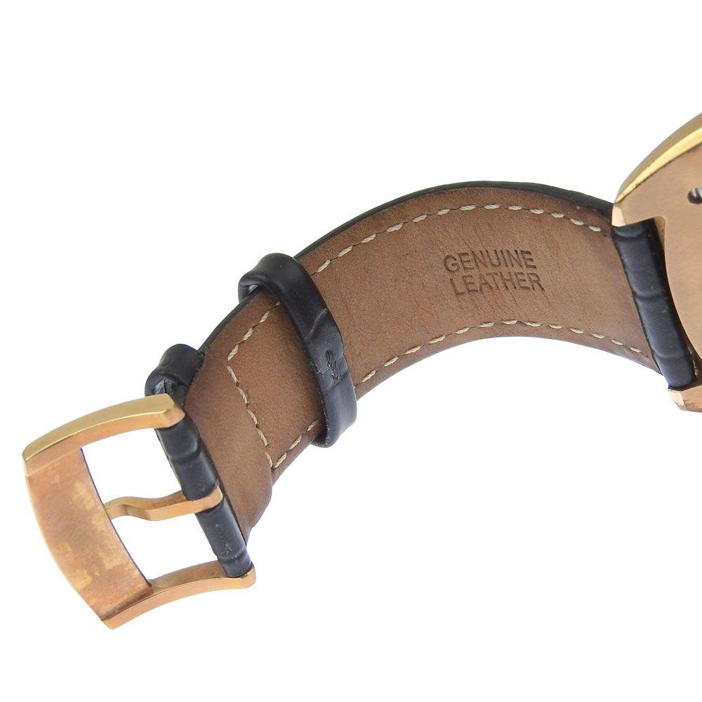 Used [BULOVA] Bulova Curve Chronograph 98A156 Gold Plated x Leather Quartz Chronograph Men's Black Dial Watch