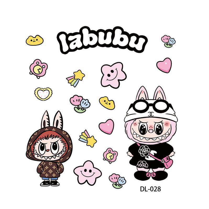 Милые 3D Лазерные Желейные Наклейки с Мультяшным Персонажем Labubu для DIY Бутылок для Воды и Телефонов