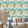Hibiscus, orchid and palm leaves wallpaper for living room and bedroom 50x1000