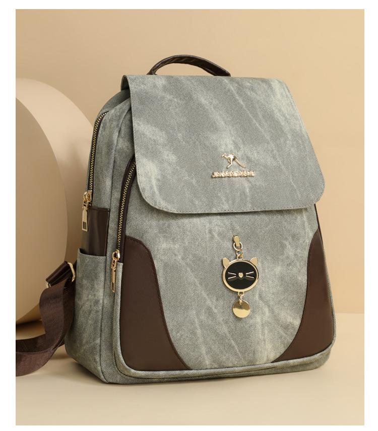 Schoolbag new backpack women's travel lightweight versatile soft leather women's backpack large capacity casual backpack