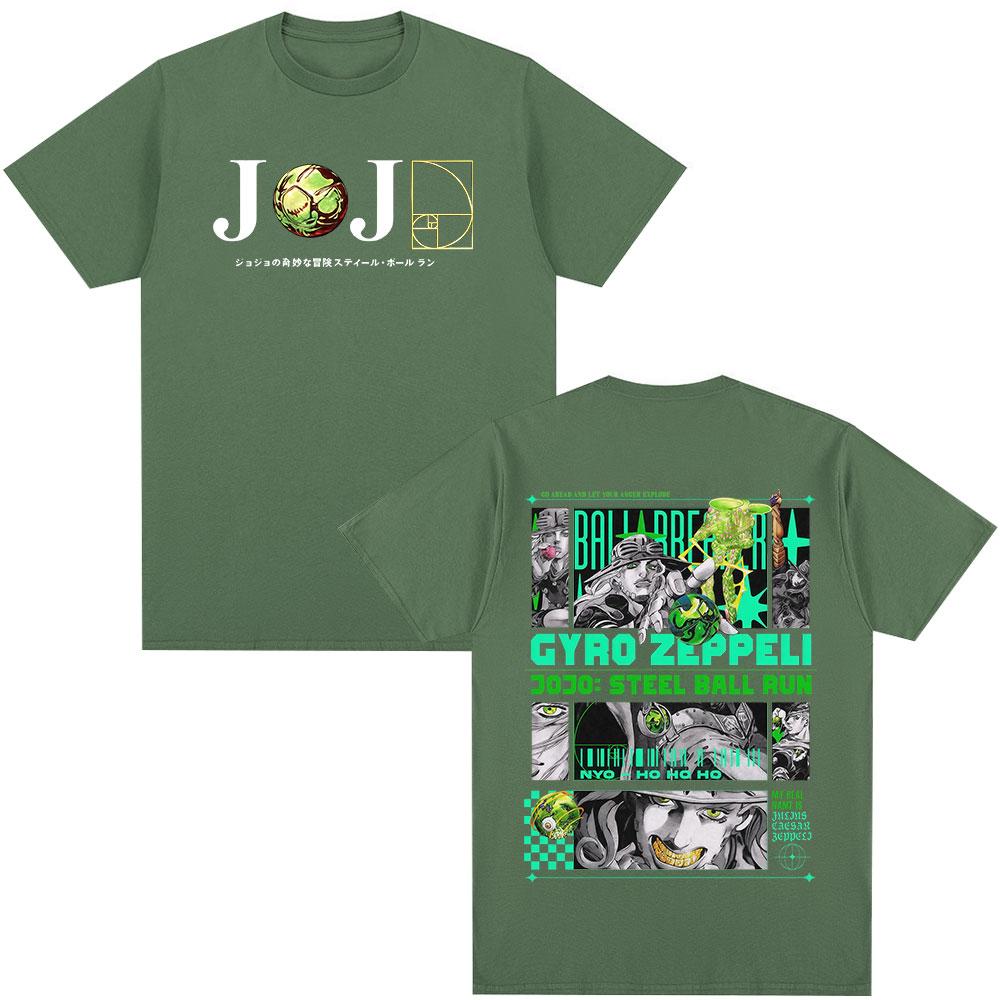 

Anime JoJo Bizarre Adventure STEEL BALL RUN Gyro Zeppeli T Shirts Unisex Casual Cotton Short Sleeves Oversized Tshirt Streetwear 4XL