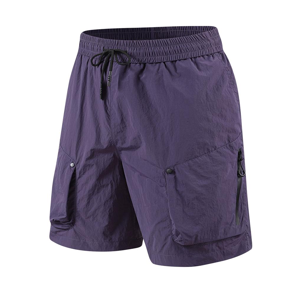 Men Lightweight Drawstring Waist Cargo Shorts with Multiple Pockets Relaxed Fit Quick Dry Fabric for Outdoor Activities