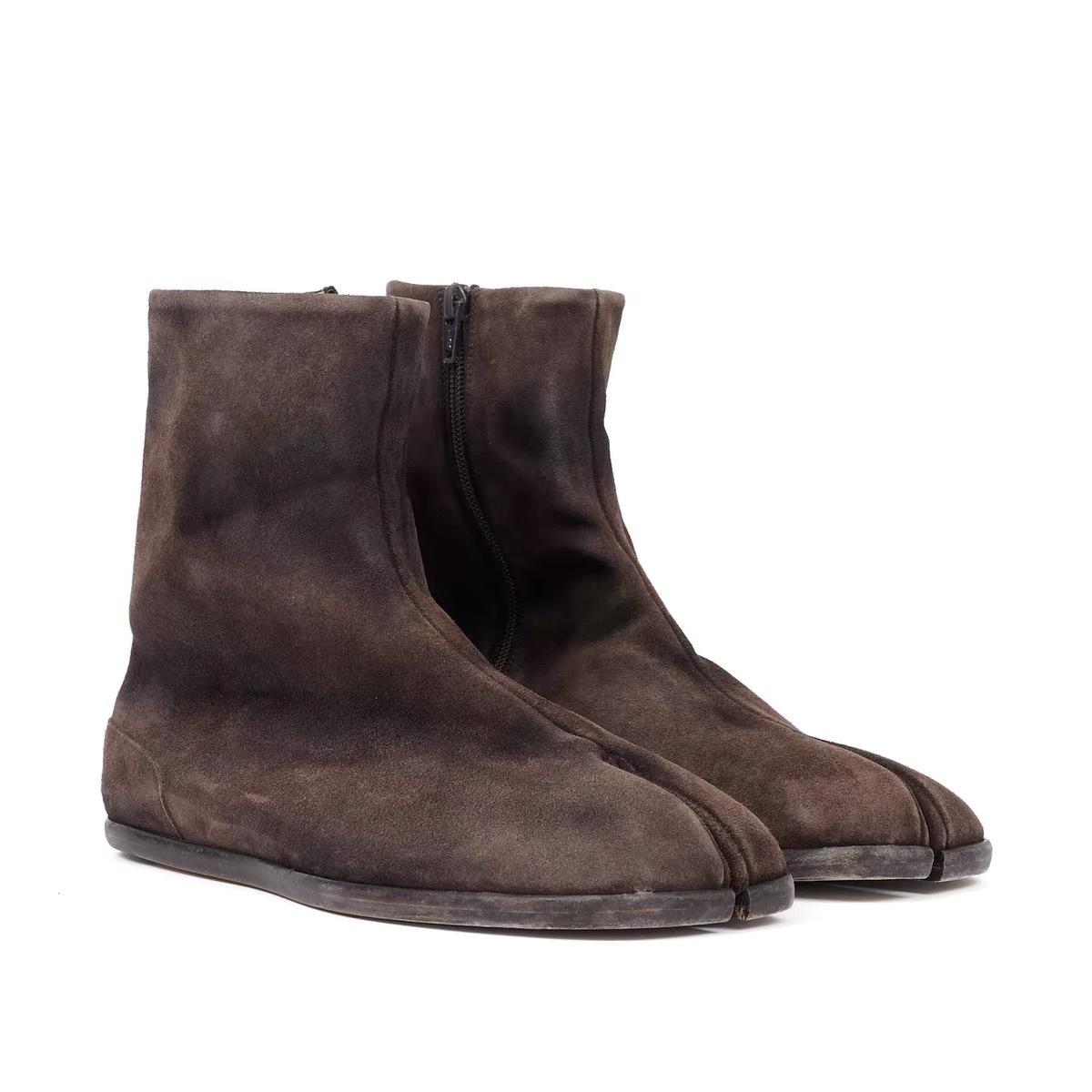

Женские ботинки Leisure Tabi Split Toe из темно-коричневой замши, слипоны на плоской подошве, женские ботильоны Botas Feminina, женские ботильоны 35 темно-коричневого