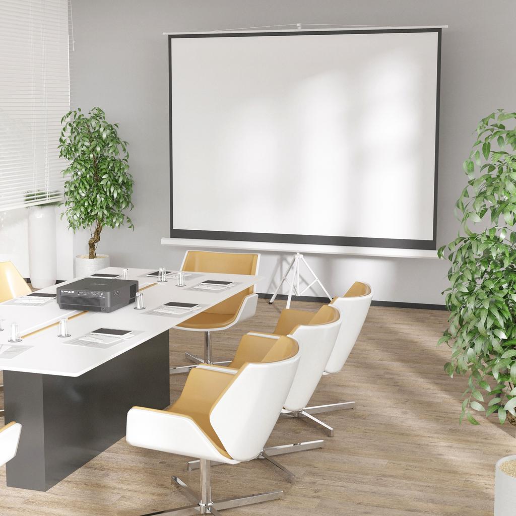 Projection Screen, 120-Inch 4K 4:3, Folding Tripod, Height Adjustable, White