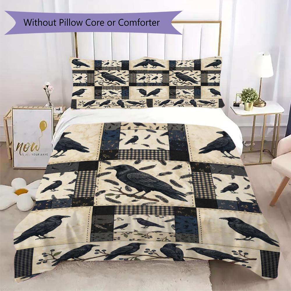 Decorazione Corvo Pattern Set Copripiumino Copripiumino Federa Decorazione Casa Regalo di Compleanno (1 * copripiumino + 2 * federe senza imbottitura)51