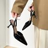 Pointed-toe, High-necked Half-heeled Slippers for Women. New Style, Low Heel, Shallow Toe, High Heel Shoes.