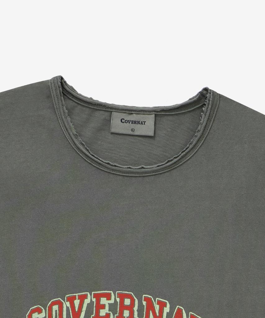 COVERNAT Pigment Washed Arch Logo T-Shirt Charcoal