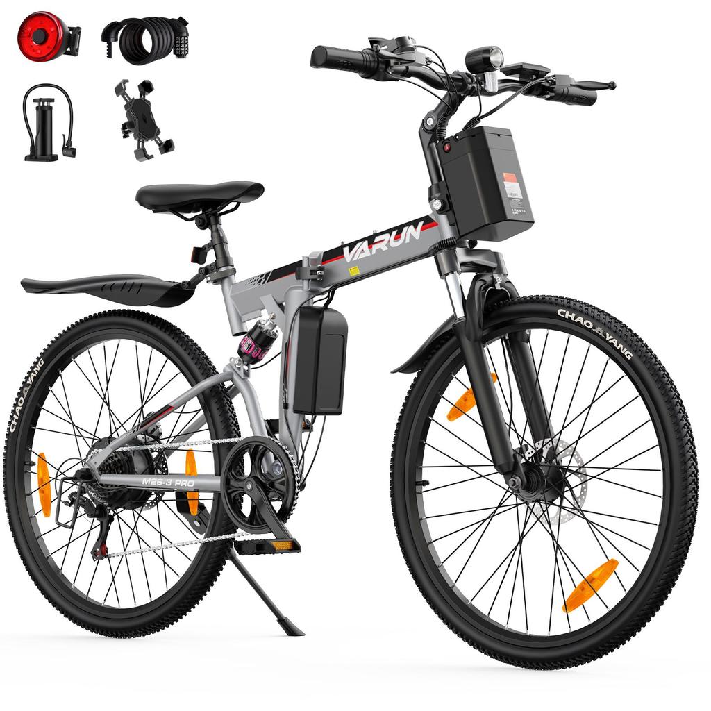 VARUN M26-3 PRO Skládací elektrické kolo, 48V 7,8Ah baterie, Plné odpružení