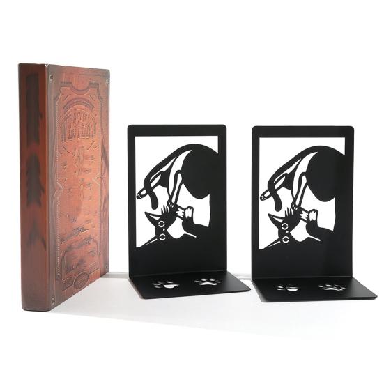 1 Pair Metal Cat Book Ends Cute Cat Bookends for Shelves Decorative Book Support