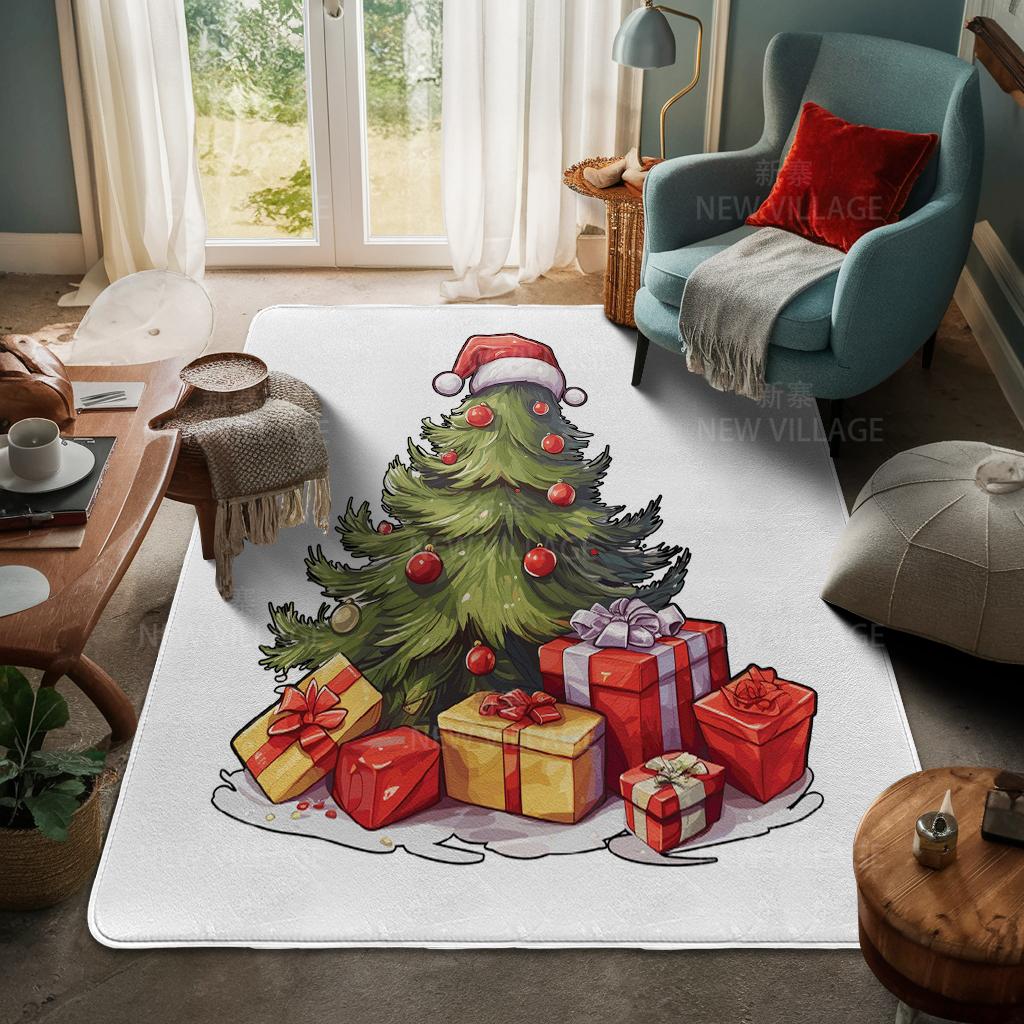 House Entrance Carpet Home Door Mat Living Room Bath Foot Bathroom Non-slip Water Absorption Rugs Bath Merry Christmas Winter