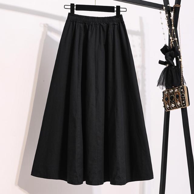 Plus Size Women High Waist Skirts Spring Summer Classic Mid-long Skirt Female A-line Skirt