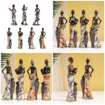 Stil Retro Statuie Femei Tribale Figurine Doamnă Africană Ornament Colecții Rășini Artizanat Artă pentru Desktop Living Room