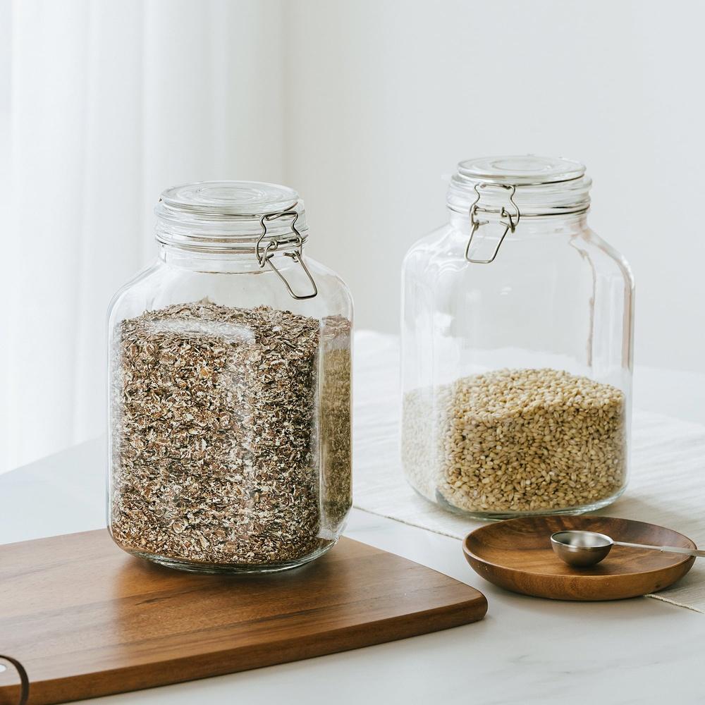 Airtight Glass Canister 106 Oz Lock Lid Storage Jar Coffee Beans Cereal Snacks Spices Dry Foods