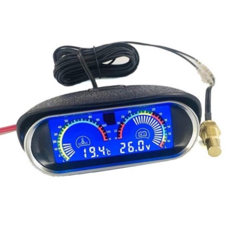 Car Truck 2 In 1 Lcd Gauge Water Temperature Meter +Voltmeter With 1/8 Npt Temp Sensor Water Temp Gauge For Auto Cars 12V/24V
