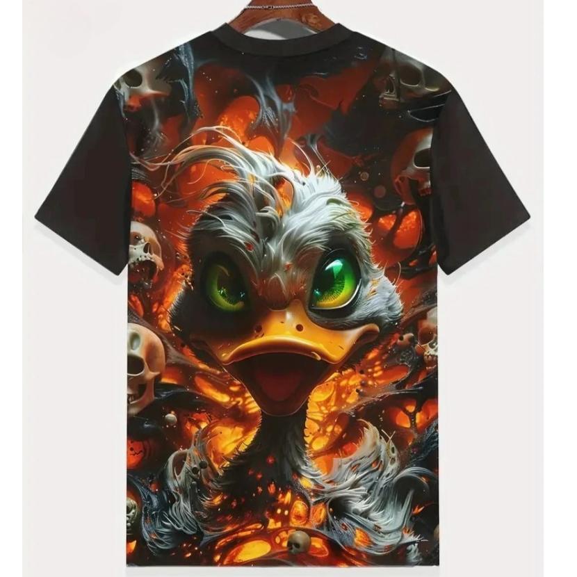 3D Printing Fashionable Funny Duck Graphic T-shirt Men Casual Loose Breathable Round Neck Short Sleeve T-shirt