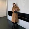 Autumn and winter new simple and fashionable versatile mink hair stand-up collar long-sleeved lace-up design cashmere solid color coat