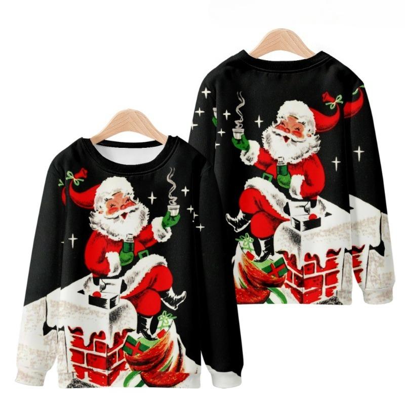 

3D Цифровые Толстовки с Принтом на Тему Санта-Клауса, Модные Повседневные с Круглым Вырезом и Длинным Рукавом, Мужские Женские L