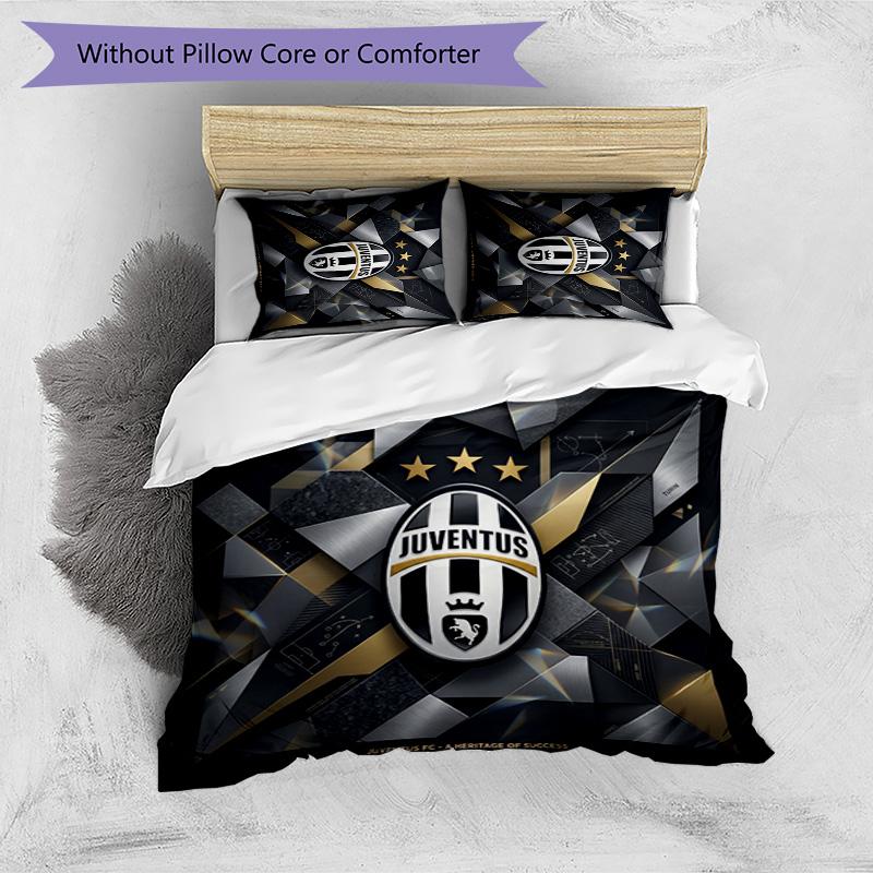 Set Biancheria da Letto 3 Pezzi con Stampa Pattern Juventus FC Morbido Delicato sulla Pelle Lavabile Copripiumino e Federe Set Stagione Unica Camera da Letto