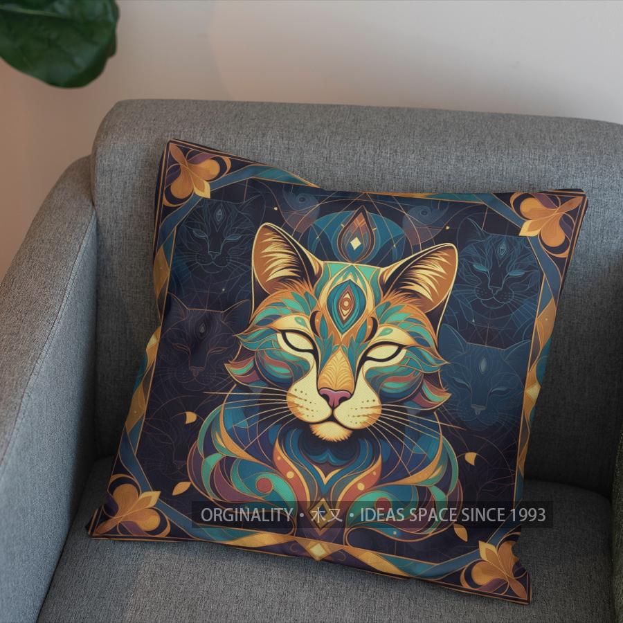 Colorful Cats Art Pattern Printed Pillow Covers Pattern Cushion Cover Suitable For Sofa Bedroom Car Pillow Cover