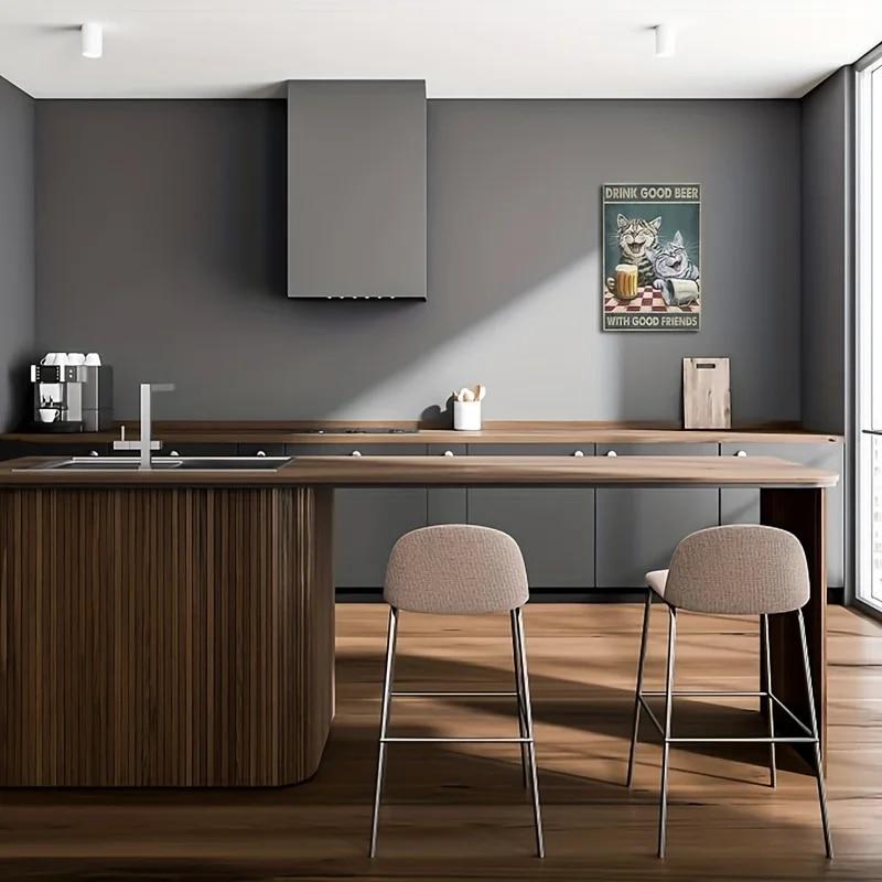 1pc Metal Cat Sign, Drink Good Beer With Good Friends, Retro Vintage Tin Sign, Wall Decor For Home Garden Cafe Bar, 8x12 Inch