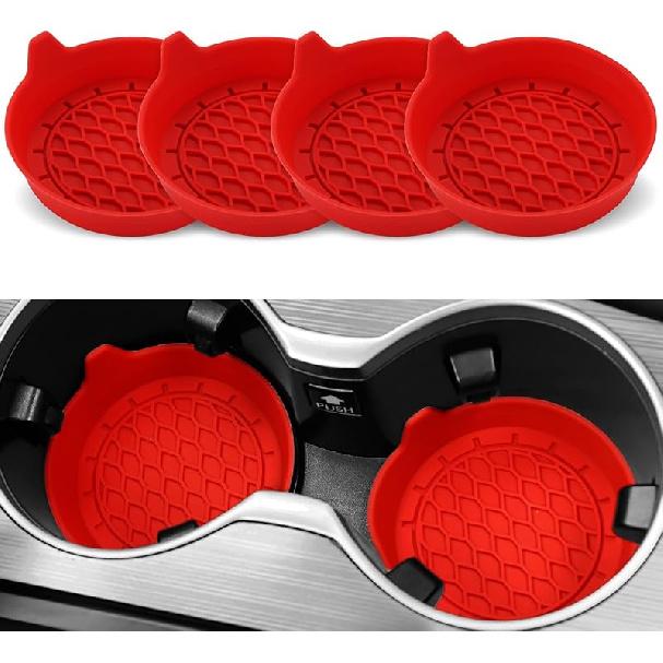 SINGARO Car Cup Holder Coaster,Silicone Cup Holder Insert,Universal Non-Slip Cup Holder,Car Accessories Interior Unisex 4 Black