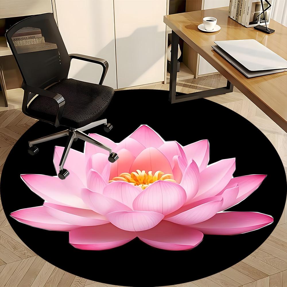 1pc Lotus Flower Chair Carpet for Office, Round Non Slip Durable Large Size Office Carpet, Suitable for Office