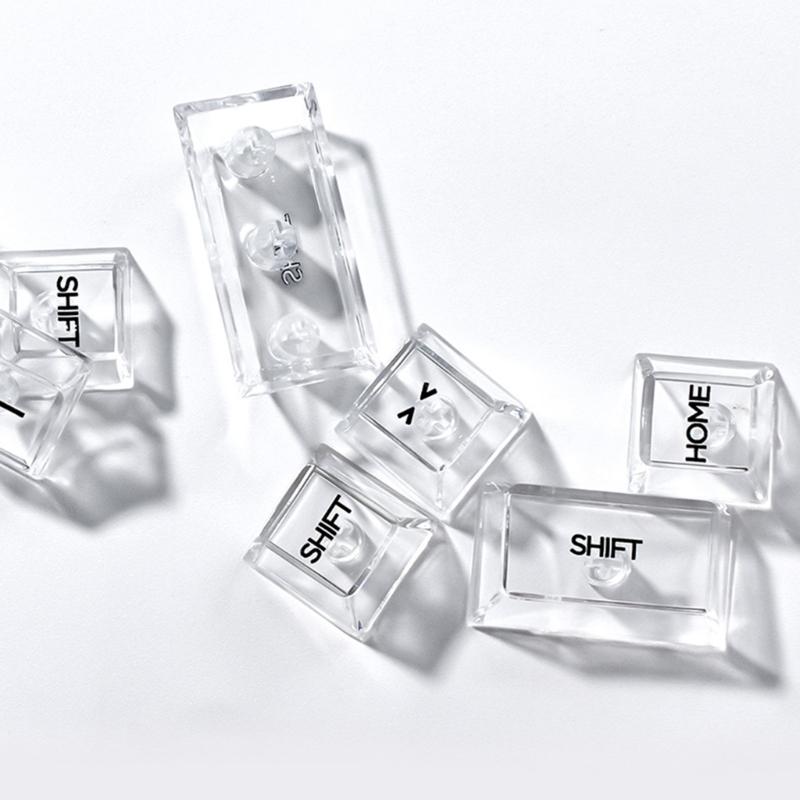 132Keys Transparent Keycaps 10mm Profile Keycap Set for Mechanical Keyboards with Color Lighting Side/Top Print