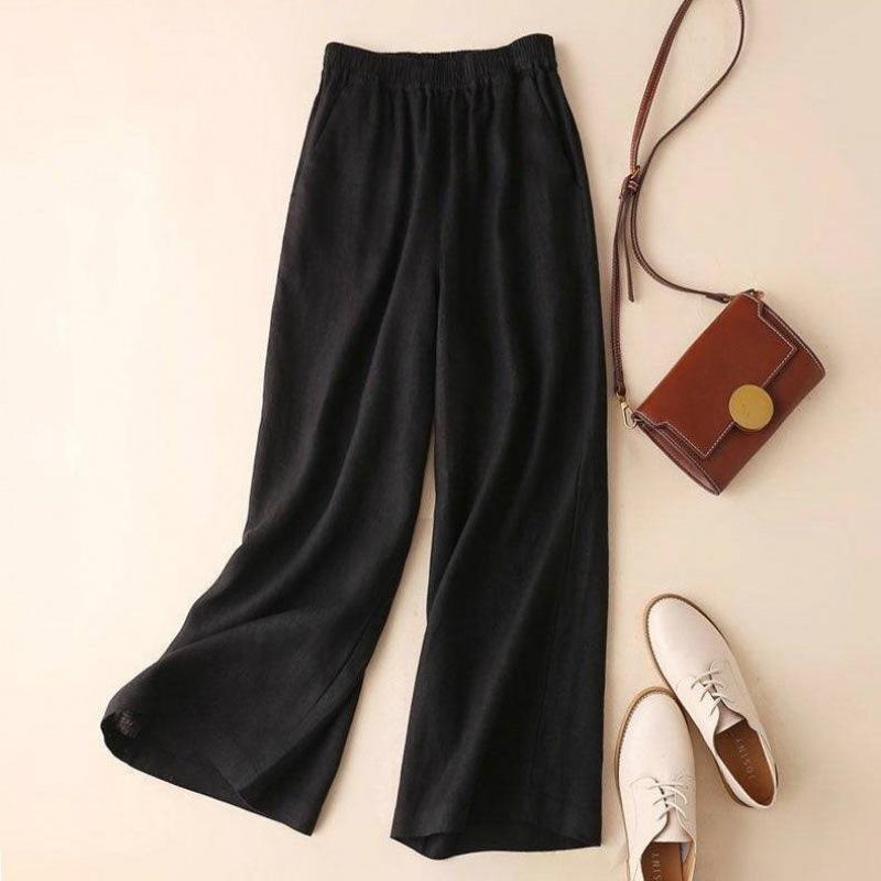 

Women s Cotton & Linen Wide-Leg High-Waist Plus Size Pants, Summer 2022 M (80-100 jin)