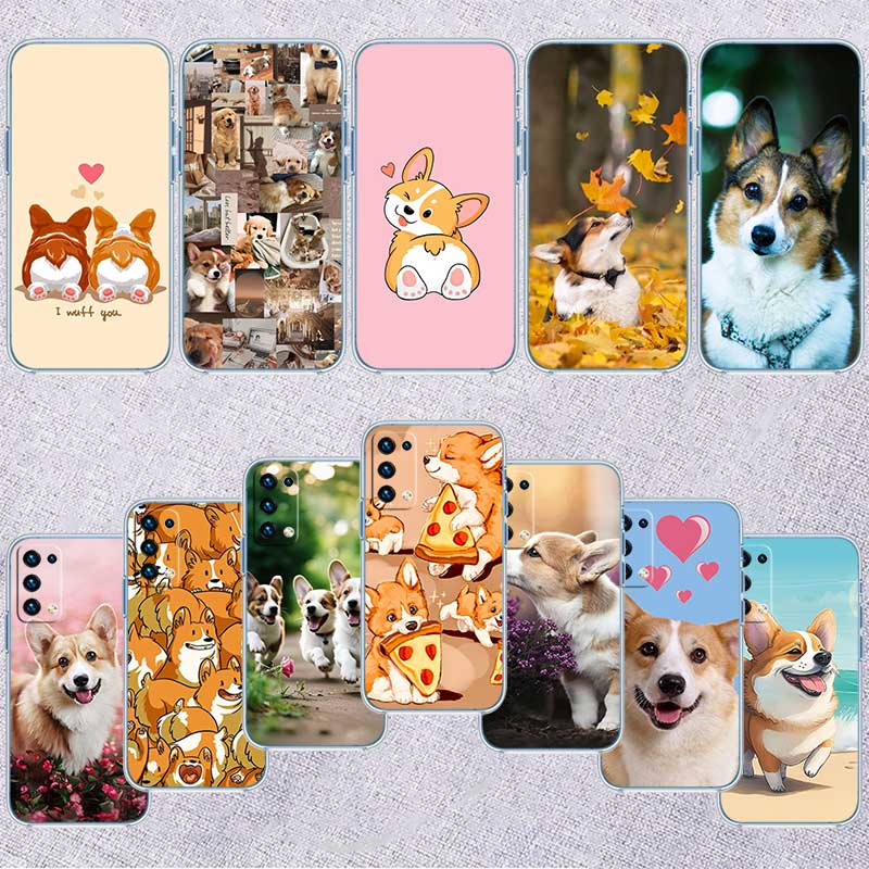 RE20 Niedlicher Corgi Hund Transparente Handyhülle für Motorola Moto G7 G8 G9 G84 G85 G73 G24 G15 Z2 Play Power Plus