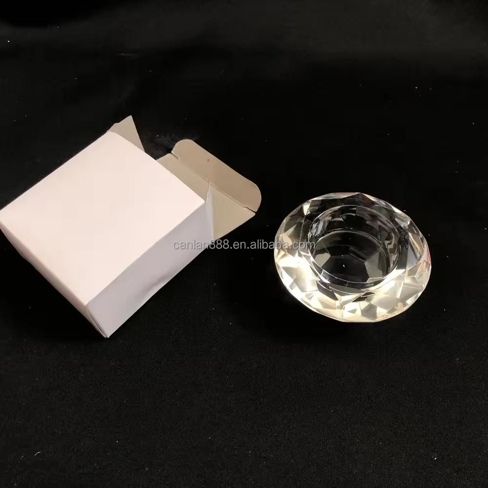 Cheap Handmade Decorative Tealight Medium Diamond Crystal Round Votive Candlestick Holder for Home Decoration