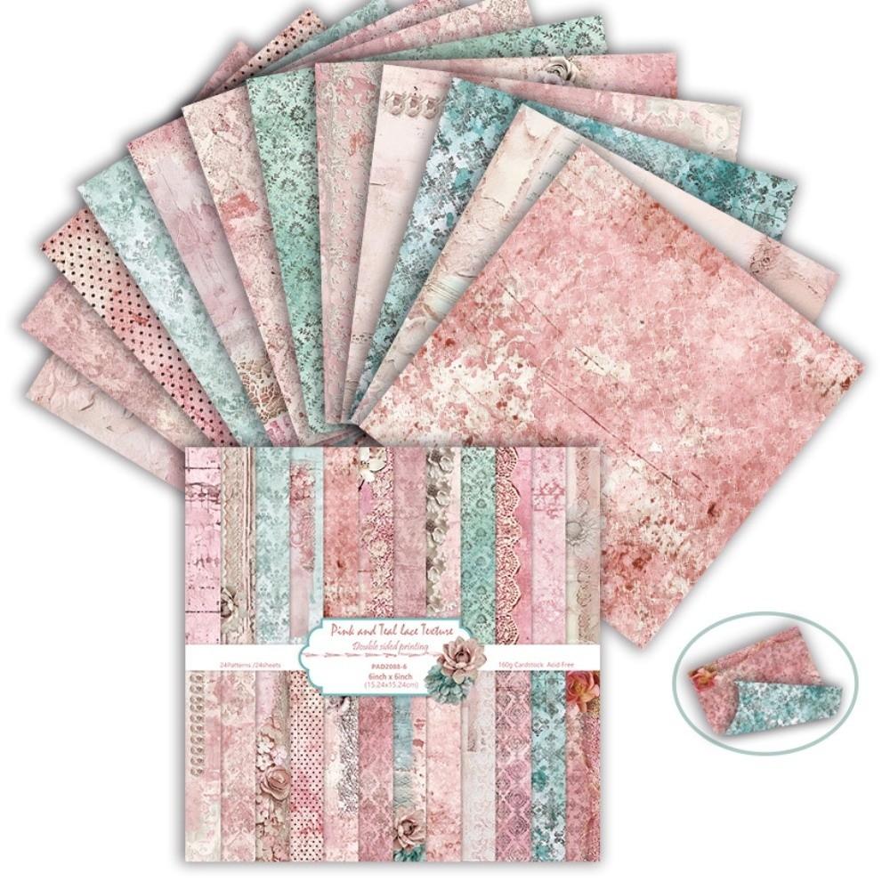 24 Blatt Blumendruck Scrapbook-Papier 6 Zoll Hintergrundpapier Dekoratives Papier Bastelbedarf DIY