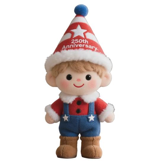 USA 250th Anniversary Cartoon Boy Plush Toy Patriotic 250 Years of The United States Stuffed Elf Doll Decoration Holiday Party Plushie Ornament