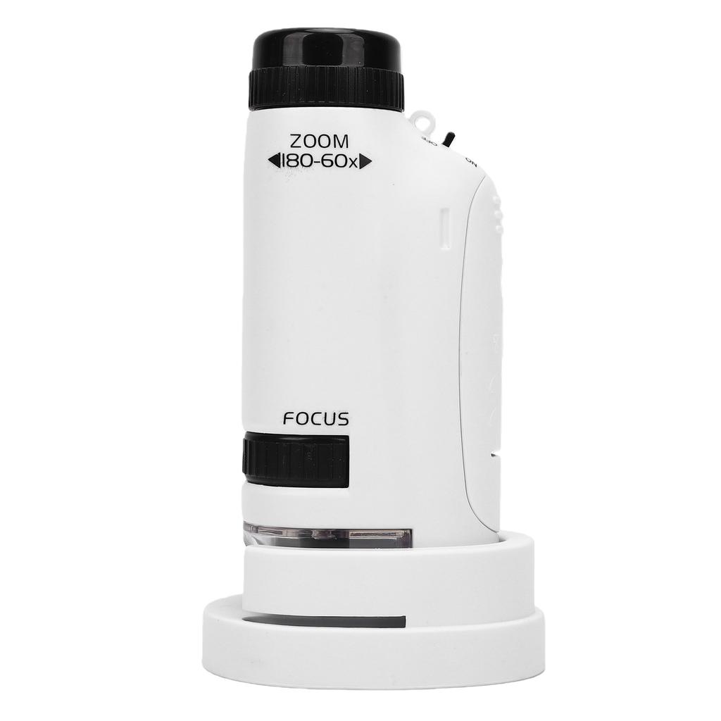 Handheld Microscope for Kids 60 to 180X Portable Handheld Microscope Magnifying Glass with LED Light 4 Specimens for Educational Science Tool White