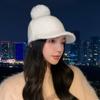 Solid Color Warm Wool Cap Thermal Ear Protection Hat Cute Pompom Plush Beanie  Winter