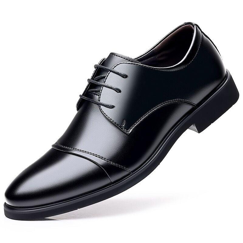 New Men's Leather Oxford Shoes Lace Up Casual Shoes  Non-slip Formal Dress Footwear Outdoor Business Shoes Leisure Walk Sneakers