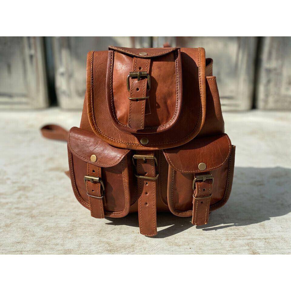 13" Leather Bag Travel Vintage Women's Gym Luggage Duffel Weekend Free Backpack