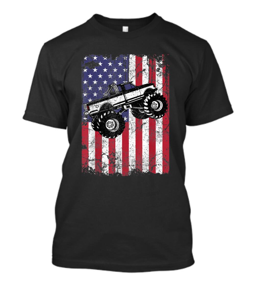 BEST TO BUY Monster Truck American Flag Racing Usa Patriotic Gift T-shirt S