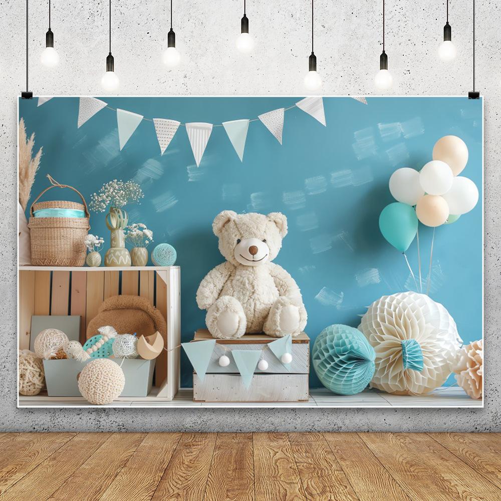 Decorazione Sfondo Festa di Compleanno per Bambini Palloncino Nuvola Orsetto Arco per Bebè Striscione Shower Oggetti di Scena Studio Fotografico Ingrosso