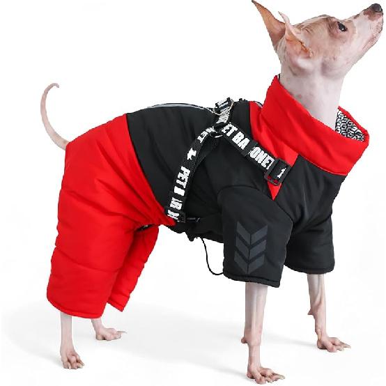 Dog Winter Coat with Harness, Reflective Dog Winter Jacket, Waterproof Full Body Dog Coat, Snow Jacket for Dogs, Dog Snowsuit, Winter Coat for Dogs XXL:Chest 22   , Length: