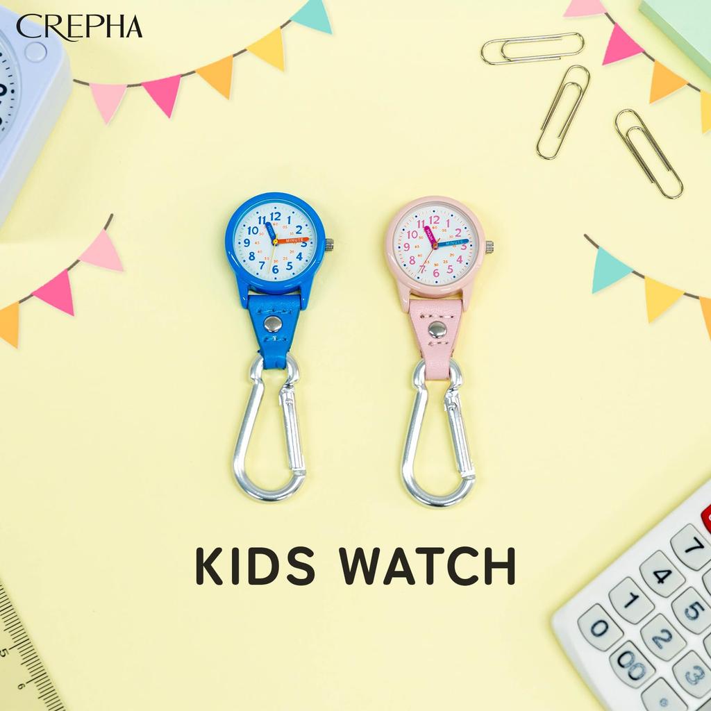 CREPHA Keychain Watch, Carabiner Watch for Kids, Elementary School Students, Analog, Waterproof, Easy To Read, Small, Mini Size, Backpack-Friendly,